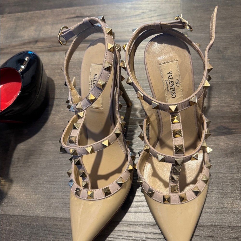 Valentino Tan Rockstud Heels